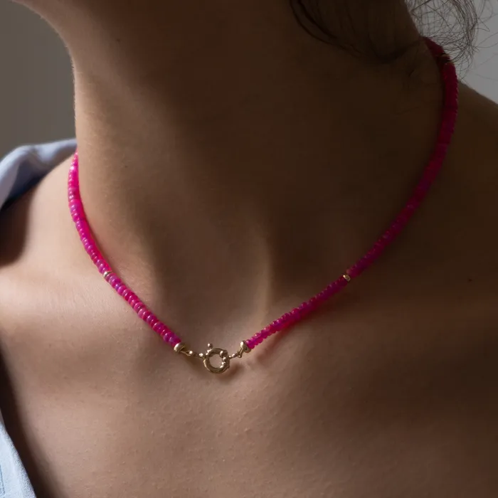Neon Pink opal necklace Vivien Frank Designs Necklaces