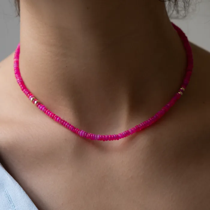 Neon Pink opal necklace Vivien Frank Designs Necklaces
