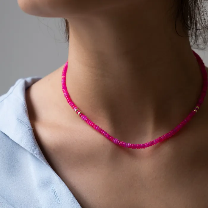 Neon Pink opal necklace Vivien Frank Designs Necklaces