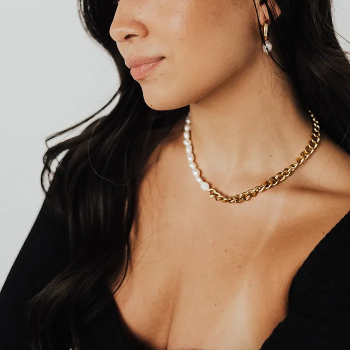 Pearled Chain Necklace WATERPROOF Wholesale Jewelry Necklaces