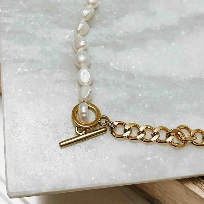 Pearled Chain Necklace WATERPROOF Wholesale Jewelry Necklaces