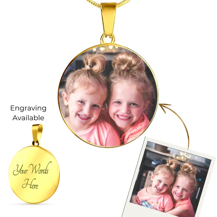 Personalized Necklace with Round Photo Pendant and Engraving Options ShineOn Fulfillment Necklaces Personalized Necklace with Round Photo Pendant and Engraving Options ShineOn Fulfillment Necklaces