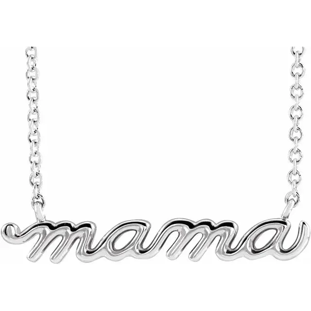 Petite Mama Script 16 or 18 Necklace Solid 14K Gold Platinum or Silver 302 Fine Jewelry Necklaces