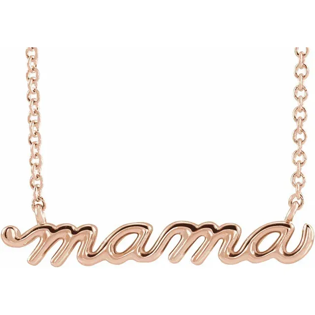 Petite Mama Script 16 or 18 Necklace Solid 14K Gold Platinum or Silver 302 Fine Jewelry Necklaces