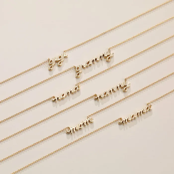 Petite Mama Script 16 or 18 Necklace Solid 14K Gold Platinum or Silver 302 Fine Jewelry Necklaces