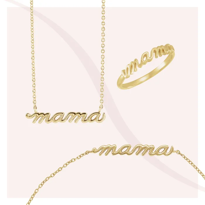 Petite Mama Script 16 or 18 Necklace Solid 14K Gold Platinum or Silver 302 Fine Jewelry Necklaces