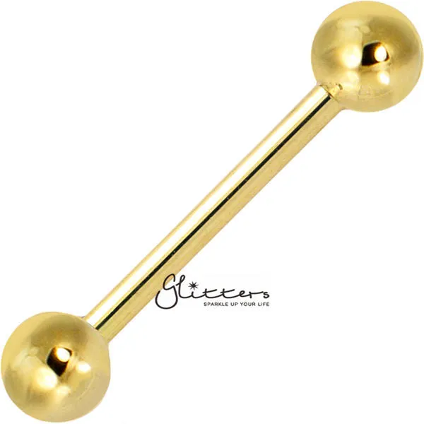 PreStyled Sets Glitters 18K Gold IP Over 316L Surgical Steel Barbells Tongue Nipple