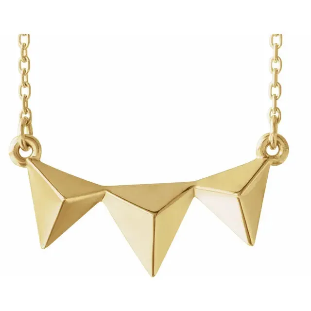 Pyramid Geometric 1618 Necklace 14K Yellow Rose White Gold Platinum Silver Storyteller by Vintage Magnality Necklaces