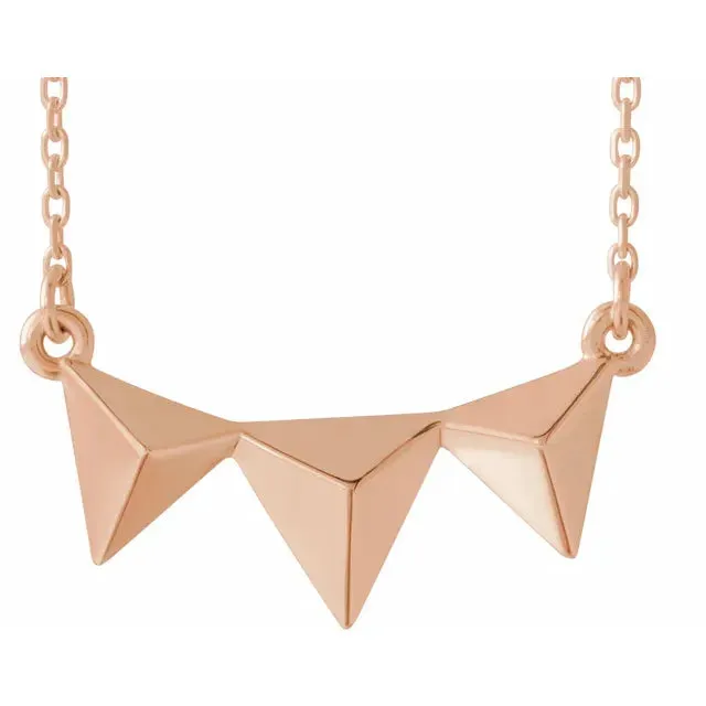 Pyramid Geometric 1618 Necklace 14K Yellow Rose White Gold Platinum Silver Storyteller by Vintage Magnality Necklaces