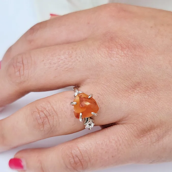 Raw Carnelian Crystal Ring Uniquelan Jewelry Rings