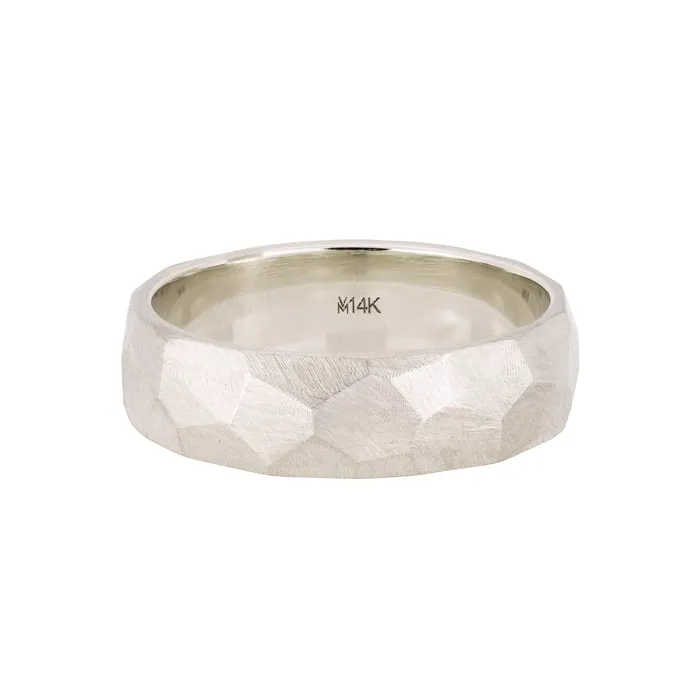 Ready To Ship 6mm Geo Wedding Band Size 11 14K White Gold Valerie Madison Fine Jewelry Rings