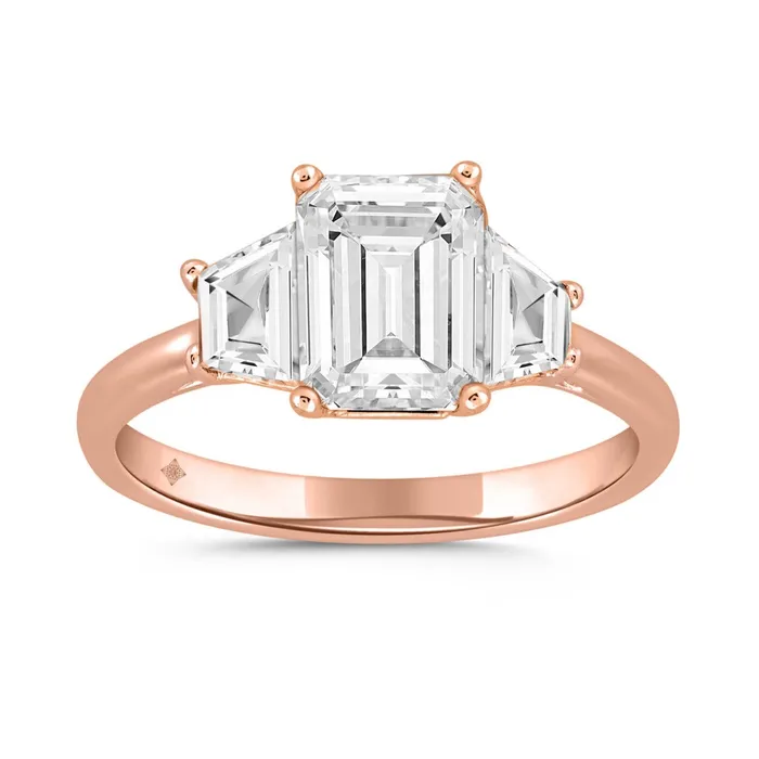 Rings 14K ROSE GOLD 34CT ROUNDTRAPEZOID DIAMOND LADIES RING CENTER STONE EMERALD DIAMOND 2CT Ethos Rings 14K ROSE GOLD 34CT ROUNDTRAPEZOID DIAMOND LADIES RING CENTER STONE EMERALD DIAMOND 2CT Ethos