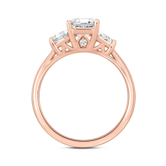 Rings 14K ROSE GOLD 34CT ROUNDTRAPEZOID DIAMOND LADIES RING CENTER STONE EMERALD DIAMOND 2CT Ethos Rings 14K ROSE GOLD 34CT ROUNDTRAPEZOID DIAMOND LADIES RING CENTER STONE EMERALD DIAMOND 2CT Ethos