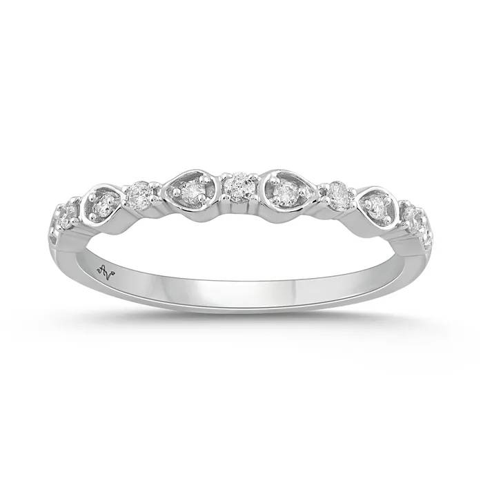 Rings AV LADIES BAND 015CT ROUND DIAMOND 14K WHITE GOLD