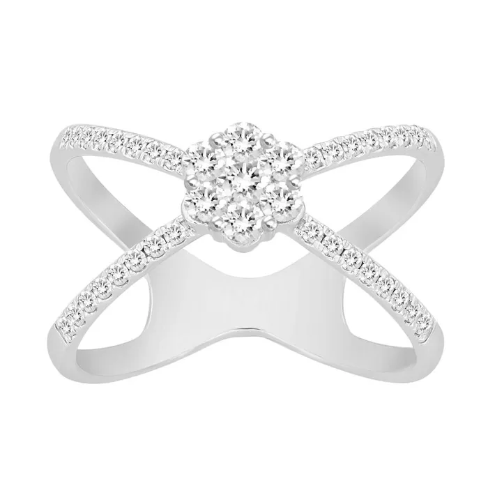 Rings AV LADIES FASHION RING 050CT ROUND DIAMOND 14K WHITE GOLD