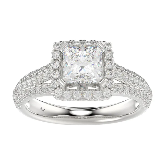 Rings AV LADIES SEMI MOUNT RING 070CT ROUNDPRINCESS DIAMOND 14K WHITE GOLD SI QUALITY CENTER STONE 100CT PRINCESS DIAMOND