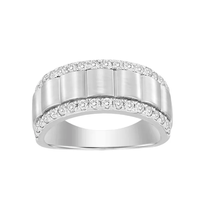 Rings AV MENS BAND 100CT ROUND DIAMOND 14K WHITE GOLD