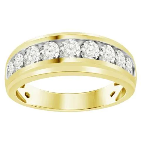 Rings AV MENS BAND 150CT ROUND DIAMOND 10K YELLOW GOLD