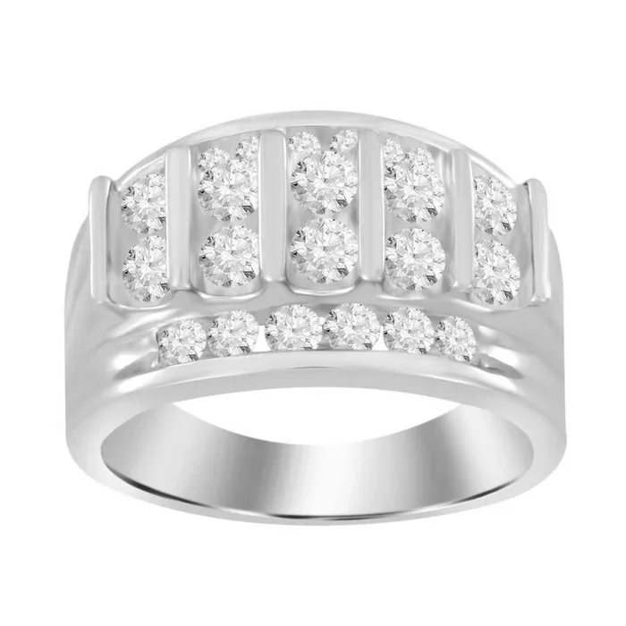 Rings AV MENS BAND 200CT ROUND DIAMOND 14K WHITE GOLD