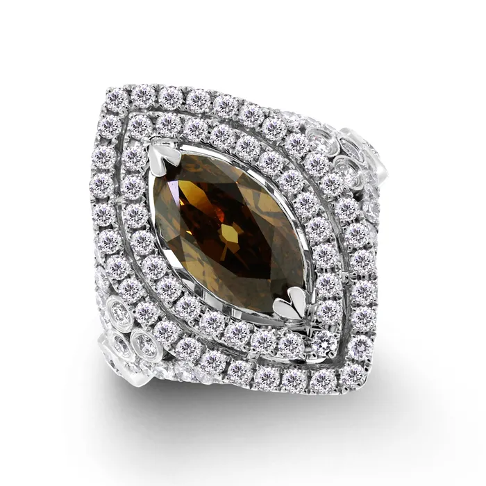 Rings Beauvince Beauvince Chocola Diamond Ring 244 ct Oval Fancy Dark Orangey Brown VS1 GIA Diamond in White Gold