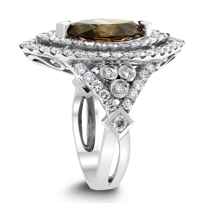 Rings Beauvince Beauvince Chocola Diamond Ring 244 ct Oval Fancy Dark Orangey Brown VS1 GIA Diamond in White Gold