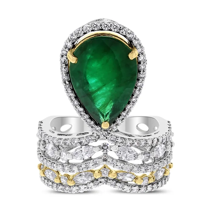 Rings Beauvince Beauvince Danya Emerald Diamond Ring 683 cts Emerald Diamonds in Gold