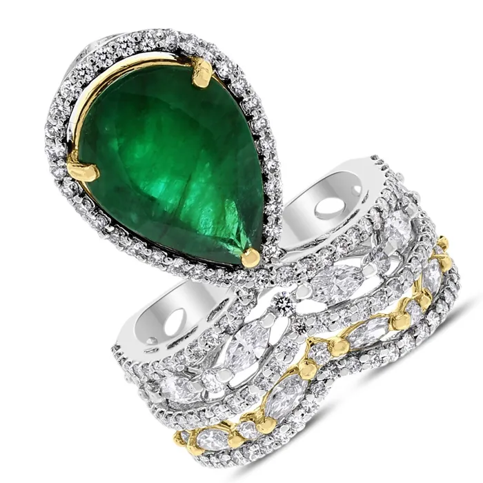 Rings Beauvince Beauvince Danya Emerald Diamond Ring 683 cts Emerald Diamonds in Gold