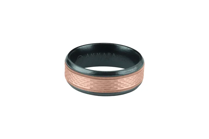 Rings Benchmark Benchmark Mens Wedding Band Rose Gold Tantalum Mesh Milgrain