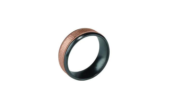 Rings Benchmark Benchmark Mens Wedding Band Rose Gold Tantalum Mesh Milgrain