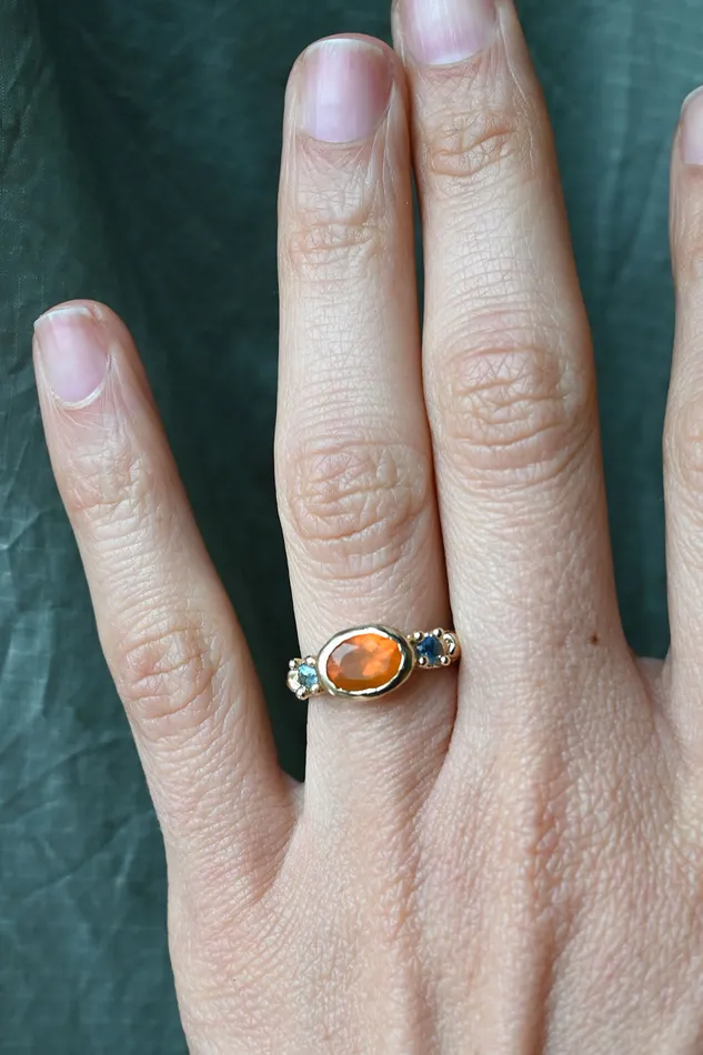 Rings Ciara Bowles Orange and Blue Carved Ring