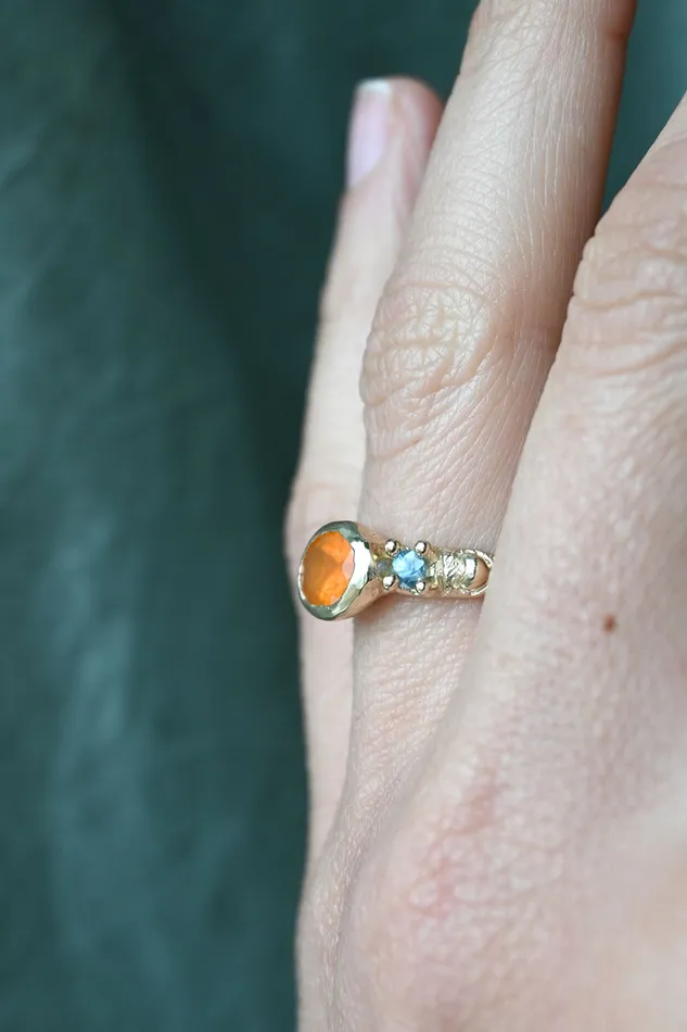 Rings Ciara Bowles Orange and Blue Carved Ring