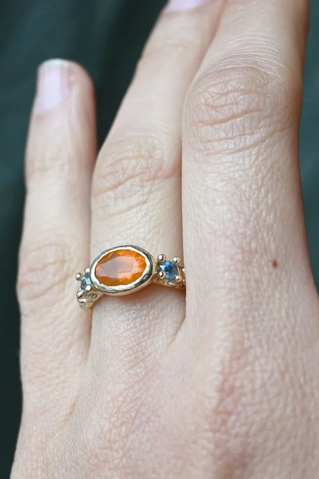 Rings Ciara Bowles Orange and Blue Carved Ring