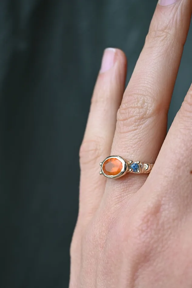 Rings Ciara Bowles Orange and Blue Carved Ring