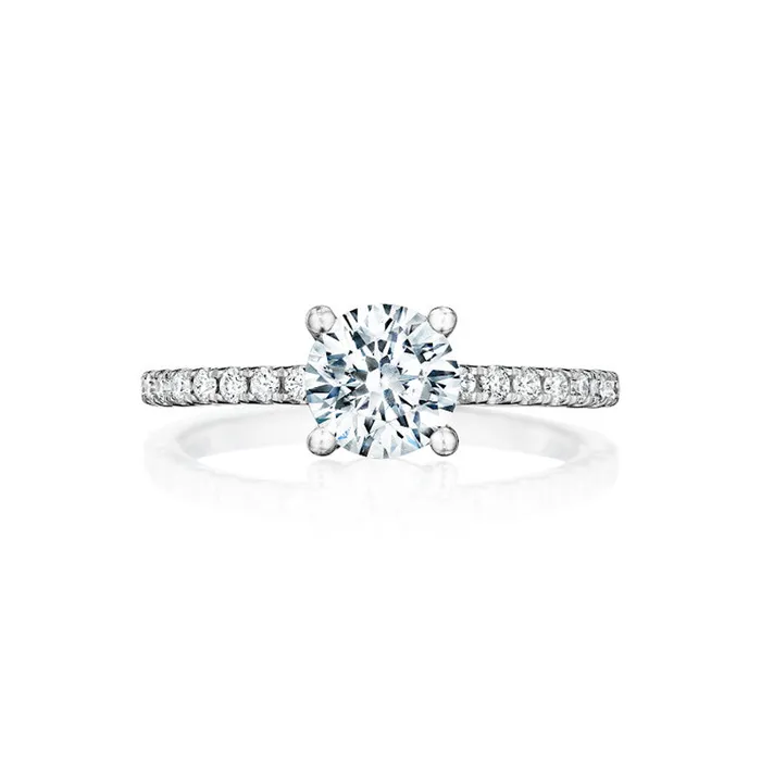 Rings CLASSIQUE CREATIONS 14K White Gold Engagement Ring with Diamond Shank Rings CLASSIQUE CREATIONS 14K White Gold Engagement Ring with Diamond Shank