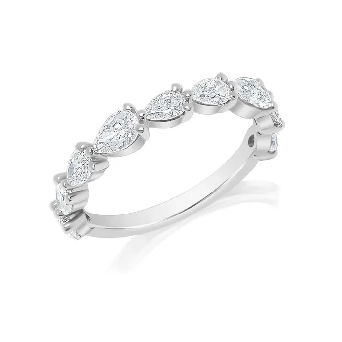 Rings CLASSIQUE CREATIONS 14K White Gold Pear Shaped Diamond Band
