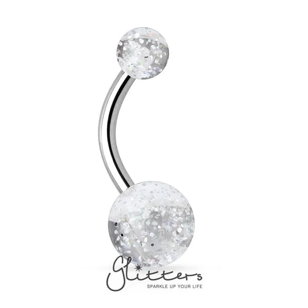 Rings Clear Acrylic Color Ultra Glitter Ball Belly Button Ring Glitters