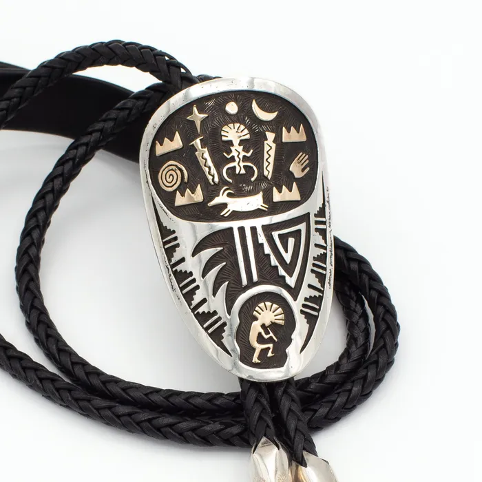 Rings Crown Jewels Coin Arland Ben Navajo Handmade Sterling Silver 14KT Gold Bolo Tie Rings Crown Jewels Coin Arland Ben Navajo Handmade Sterling Silver 14KT Gold Bolo Tie