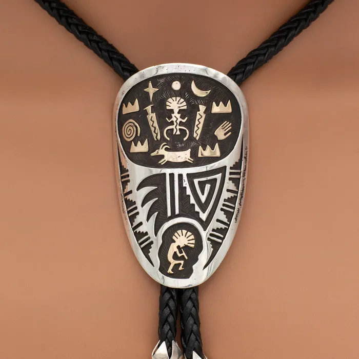 Rings Crown Jewels Coin Arland Ben Navajo Handmade Sterling Silver 14KT Gold Bolo Tie