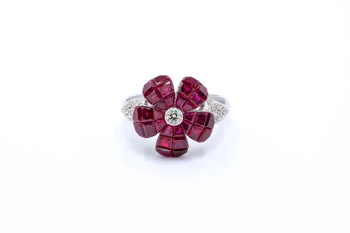 Rings Crown Jewels Coin Vintage Estate Ruby and Diamond Ring