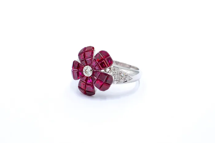 Rings Crown Jewels Coin Vintage Estate Ruby and Diamond Ring