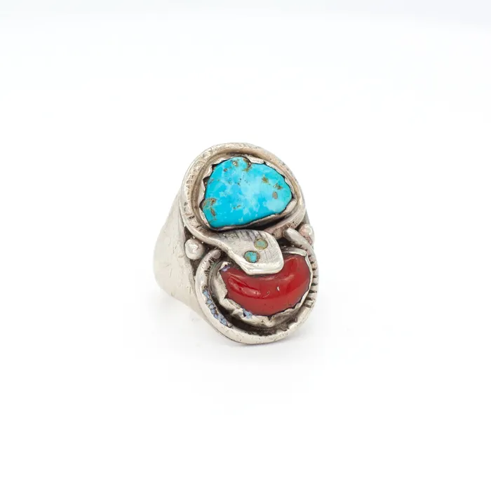 Rings Dan Simplicio Handmade Sterling Silver Natural Turquoise Mediterranean Coral Ring Crown Jewels Coin Rings Dan Simplicio Handmade Sterling Silver Natural Turquoise Mediterranean Coral Ring Crown Jewels Coin