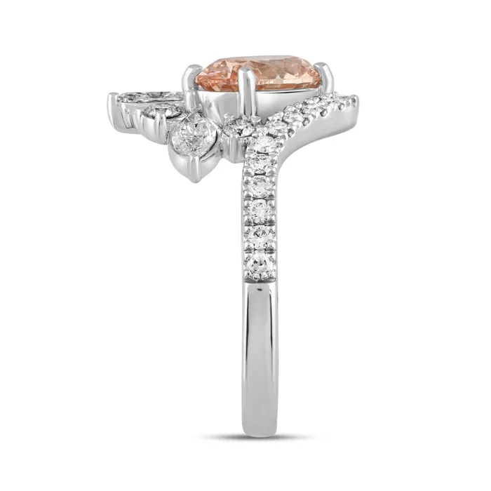Rings Ethos 14K WHITE GOLD 2 14CT ROUNDMARQUISEOVAL DIAMOND LADIES RING CENTER STONE OVAL DIAMOND 1 12CT