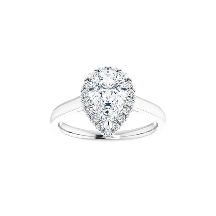 Rings Ever Ever 14K White Gold 17ctw Pear Halo Style Diamond SemiMount Engagement Ring STULLER