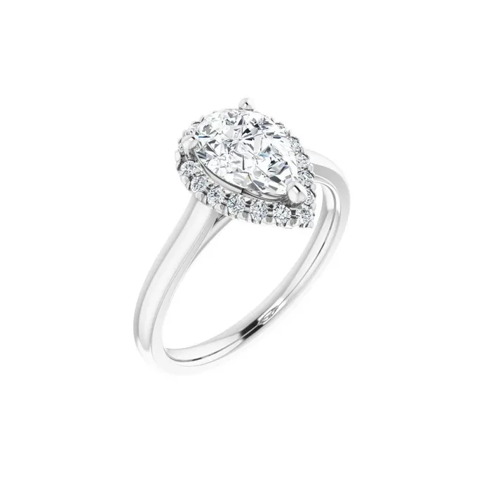 Rings Ever Ever 14K White Gold 17ctw Pear Halo Style Diamond SemiMount Engagement Ring STULLER
