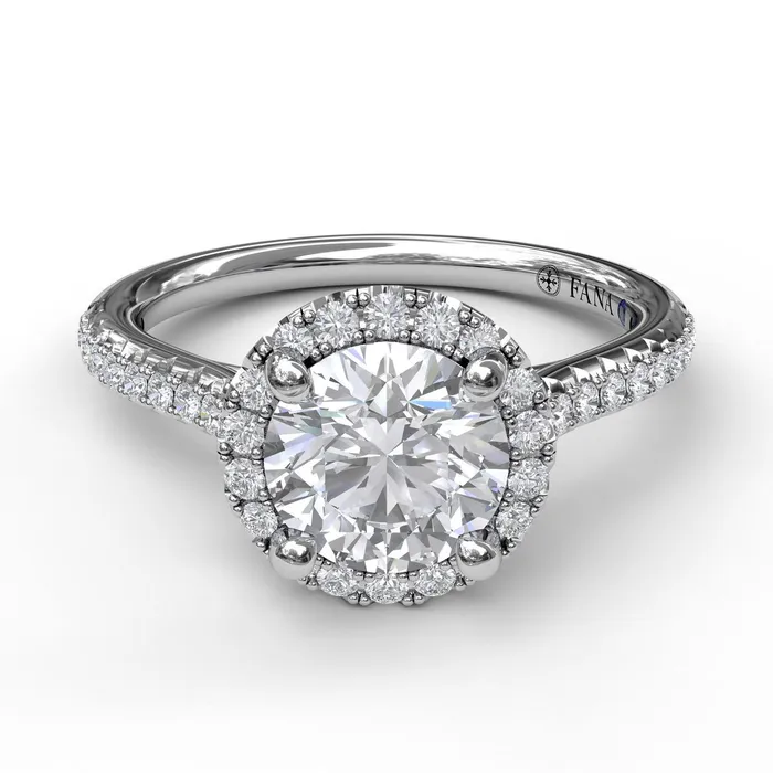 Rings Fana 14K White Gold 32ctw Round Halo Style Diamond SemiMount Engagement Ring FANA