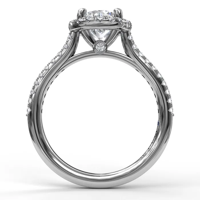 Rings Fana 14K White Gold 32ctw Round Halo Style Diamond SemiMount Engagement Ring FANA