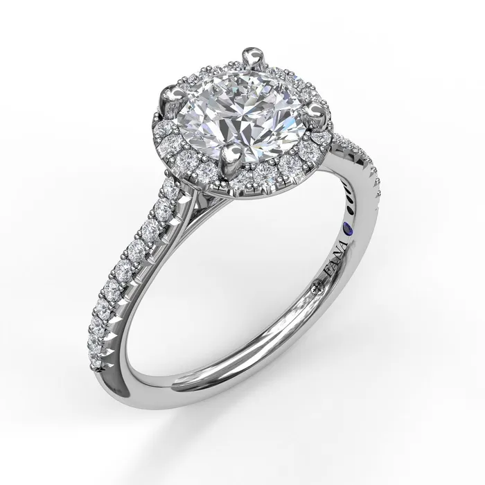 Rings Fana 14K White Gold 32ctw Round Halo Style Diamond SemiMount Engagement Ring FANA