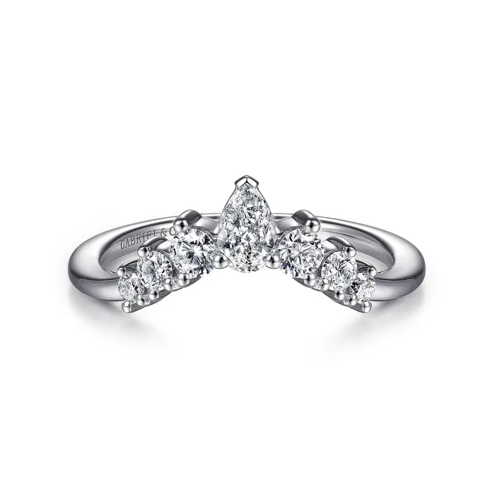 Rings GABRIEL CO Gabriel 14K White Gold 0477ctw Chevron Diamond Band