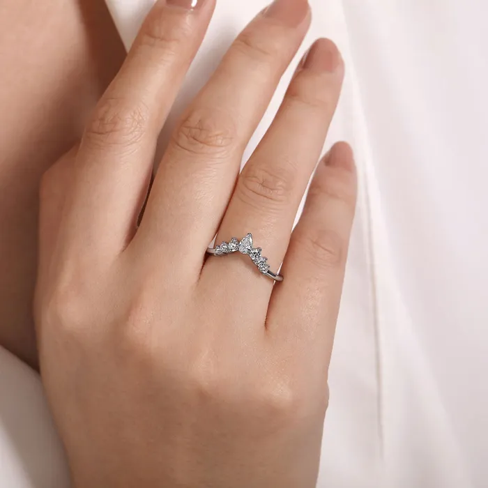Rings GABRIEL CO Gabriel 14K White Gold 0477ctw Chevron Diamond Band Rings GABRIEL CO Gabriel 14K White Gold 0477ctw Chevron Diamond Band