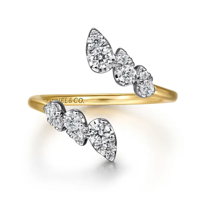 Rings GABRIEL CO Gabriel 14K White Yellow Gold 041ctw Bypass Diamond Fashion Ring Rings GABRIEL CO Gabriel 14K White Yellow Gold 041ctw Bypass Diamond Fashion Ring